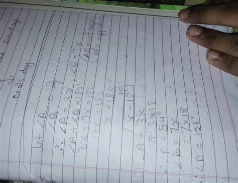 If a pair of Supplementary angles are in the ratio 3 : 7 then find the ...