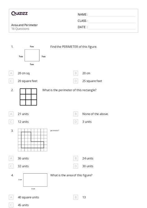 50+ Perimeter of a Rectangle worksheets on Quizizz | Free & Printable