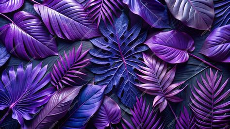 Creative tropic purple leaves layout Supernatural concept Flat lay ...
