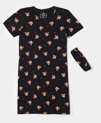 Buy Girl's Super Combed Cotton Printed Dress with Matching Headband ...