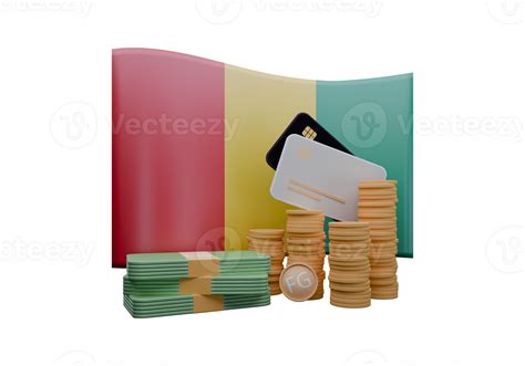 3D render illustration of Guinea flag and currency called Guinean Franc 49628996 PNG