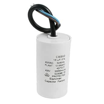 Alcoa PrimeCBB60 450VAC 16uF 5% Wired Terminal Motor Capacitor : Amazon ...