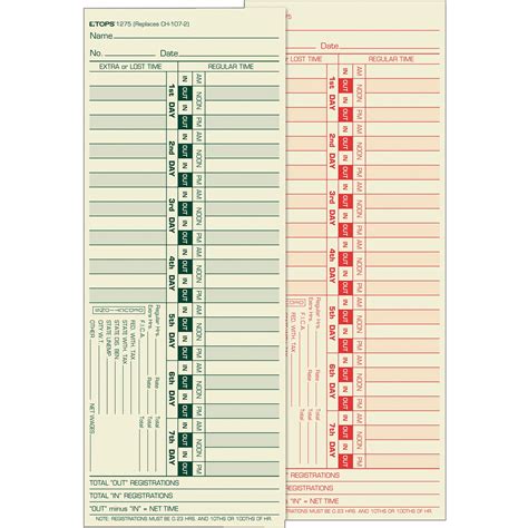 Buy TOPS, TOP1275, Bi-Weekly Time Clock Cards, 500 / Box, Manila Online ...