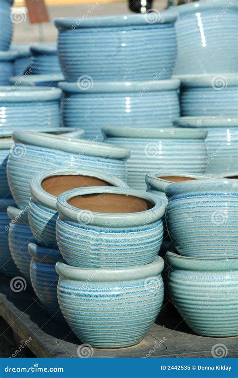 Blue Flower Pots stock image. Image of blue, gardening - 2442535