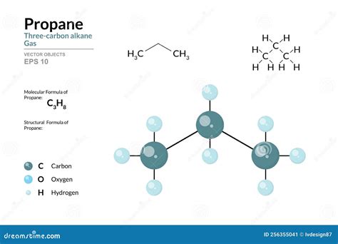 Propane. Liquefied Petroleum Gas. Structural Chemical Formula and ...