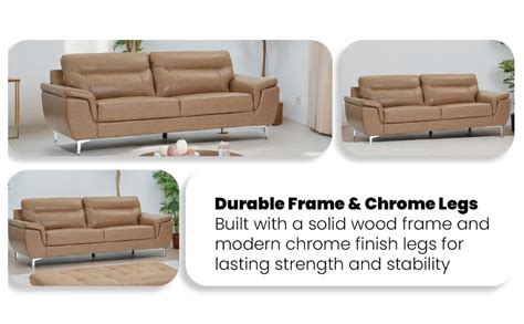 Royaloak Miami American Leatherette 3 Seater Sofa| Tan Color Sofa ...