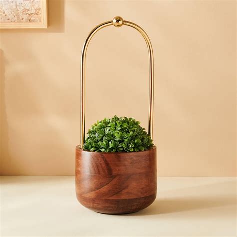 Buy Splendid Dastkari Wooden Decorative Planter from Home Centre at ...