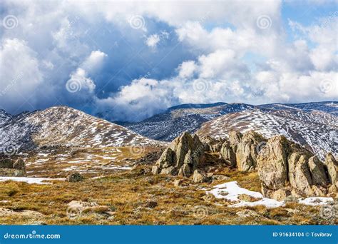 Rocks, Mountain Peaks, and Beautiful Clouds of Australian Alps Stock ...