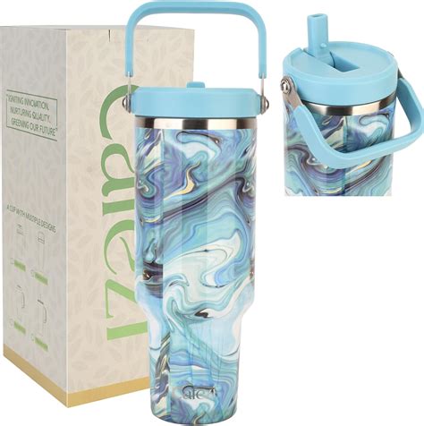 Amazon.com: Cafezi 40 oz Insulated Tumbler with Top Handle and Flip Straw, Vacuum Insulated ...