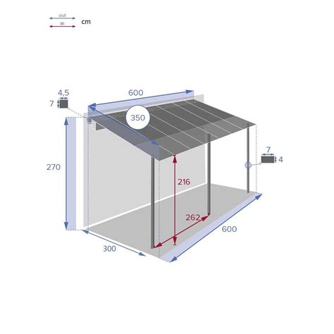 Wandpergola Belize (3,5 x 6 m) - Grau - Pavillon & Pergola - Eminza