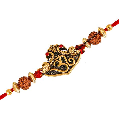 Mahi Gold Plated Purely Divine Om Rudraksh Rakhi for beloved brothers ...