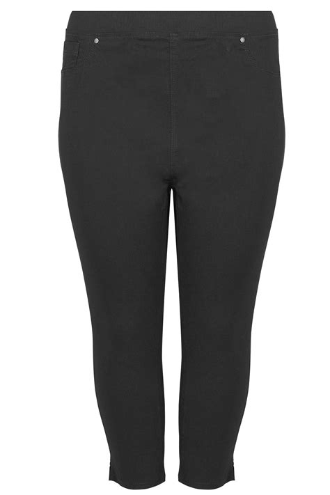 Black Bengaline Cropped Pull On Trousers, plus size 16 to 36 | Yours ...