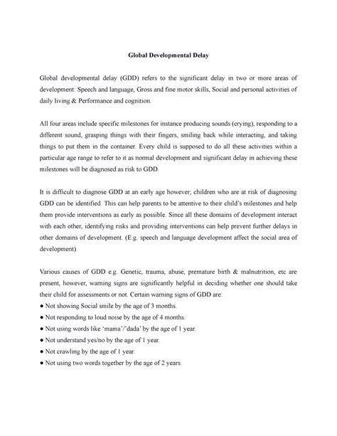 Global develpmental delay - Global Developmental Delay Global ...