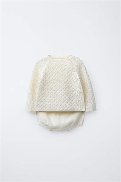 KNIT SWEATER AND BRIEFS SET - Ecru | ZARA India