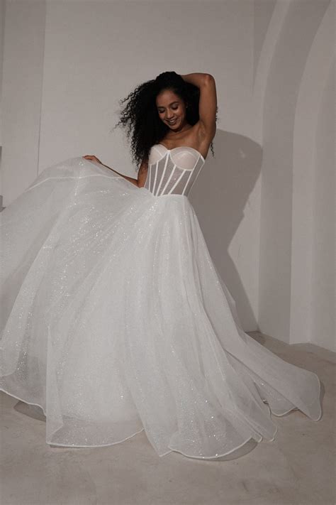 Sparkly Wedding Dress Hennie with Detachable Sleeves-Bow | Sparkly wedding dress, Dress n dazzle ...