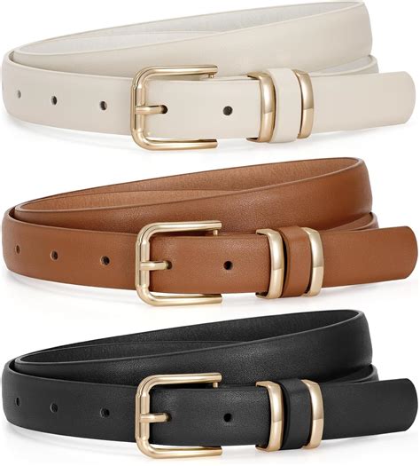 JASGOOD 3 Pack Women's Leather Belts for Jeans Dress Pants Trendy Belts ...
