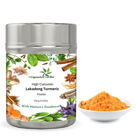 Organic Herbs Lakadong Turmeric Powder (Steel Tin Box 100GM) : Amazon ...