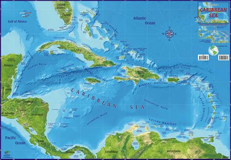 Caribbean Sea Wall Map Map March 30 2023 | Desertcart INDIA