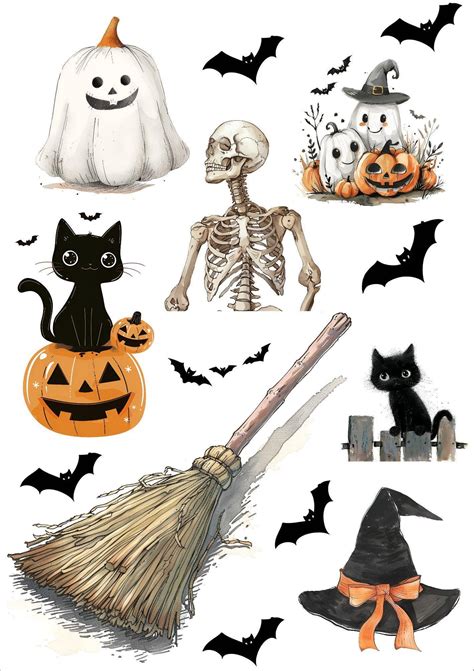 Halloween Sticker Sheet - Etsy | Halloween stickers, Halloween stickers ...