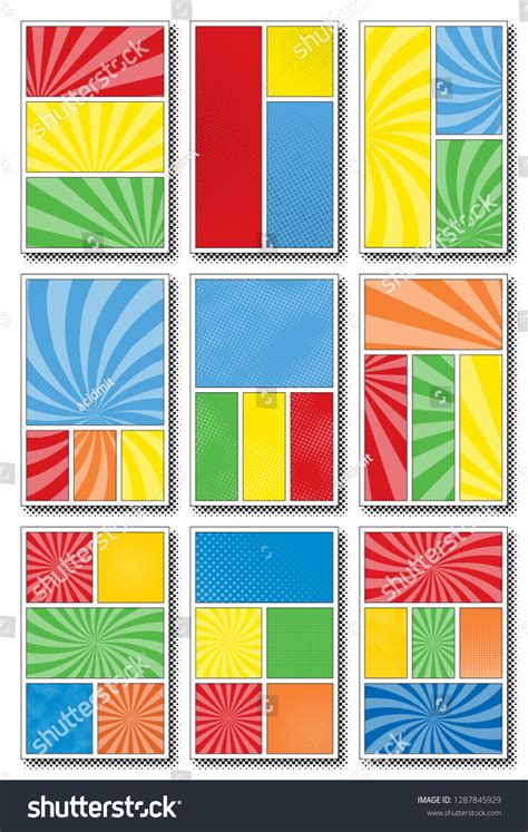 Set Comic Book Page Templates Three Stock Vector (Royalty Free) 1287845929