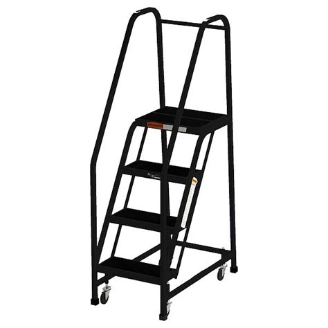 Ega 64 in H Steel Rolling Ladder, 4 Steps, 450 lb Load Capacity F007-BL ...
