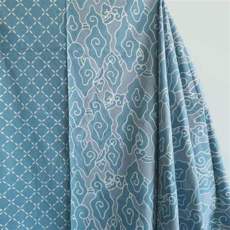 Indonesia Batik Tulis Mega Mendung/cloud Blue Gray Pagi Sore Cotton ...