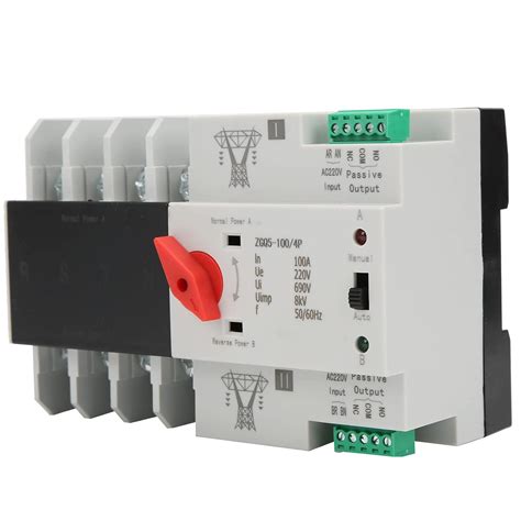 Automatic Transfer Switch 4P 100A 220V Dual Power Changeover Toggle ...