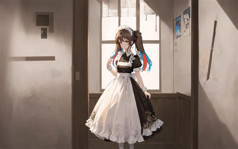 Download wallpaper 3840x2400 girl, maid, window, pose, anime 4k ultra ...