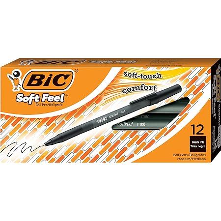 BIC Soft Feel Stick Pen, Medium Point (1.0mm), Black, 12-Count : Amazon ...