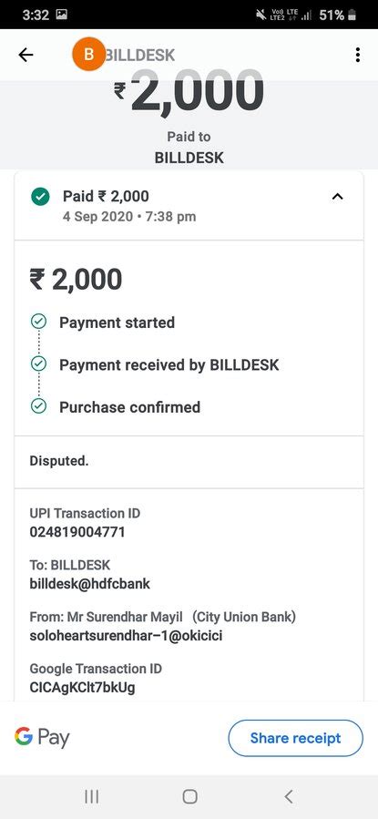 Billdesk — Payment failed but money debited