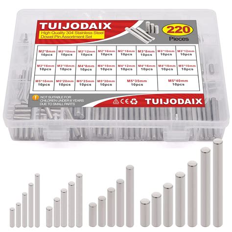 220Pcs 22 Kinds M2 M3 M4 M5 304 Stainless Steel Dowel Pin Cylindrical ...