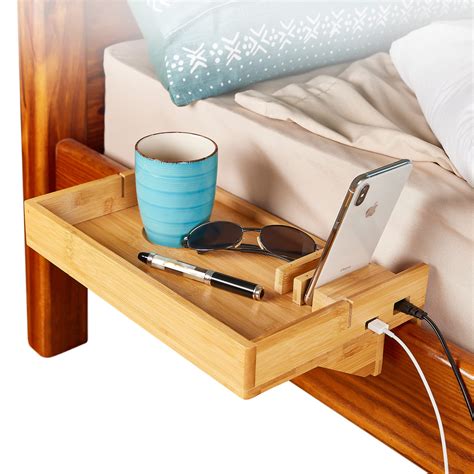 Buy House Ur Home Bamboo Bedside Shelf for Bed, Dorm Bed Shelf fits a ...