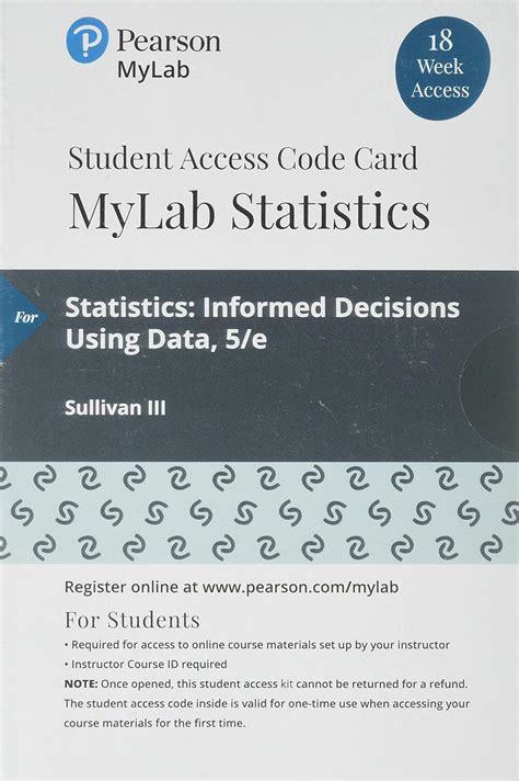 Buy Mylab Statistics With Pearson Etext - 18 Week Standalone Access ...