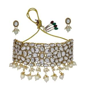 Buy JWELLA Exquisite Gold-Plated Statement Vilandi Kundan Choker ...