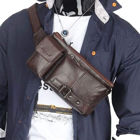 Buy Hebetag Leather Waist Bag Fanny Pack for Men Hip Bum Belt Waist ...