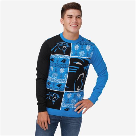 Carolina Panthers Busy Block Snowfall Sweater FOCO
