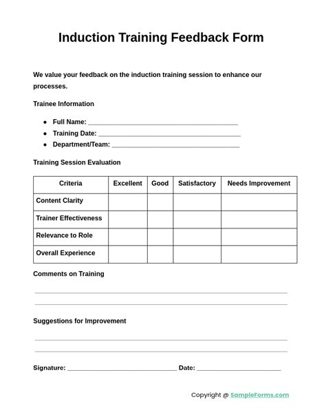 Image result for Induction Program. Feedback Form
