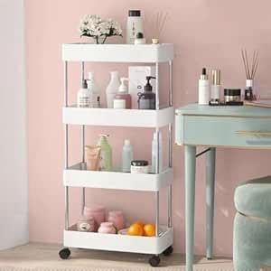 AEXONIZ TOYS Plastic Kitchen Storage Trolley Rack with Wheels, Slide ...