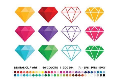 Diamond Clip Art Set Graphic by Running With Foxes · Creative Fabrica