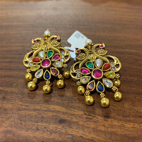 92.5 Silver Navratna Peacock Studs – zahana