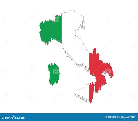 Map of Italy with National Flag and Human Silhouettes Isolated Stock Illustration - Illustration ...