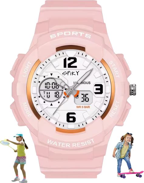 SPIKY Analog Digital Sports Watch for Kids (Pink) | Multifunctional ...