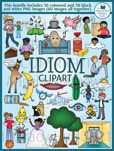 Idiom Clipart - 30 Graphics of Common Idioms (Includes Black & White ...