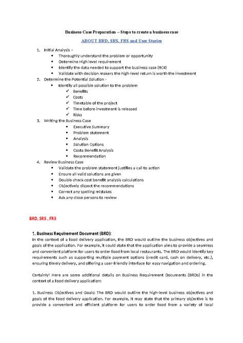 Business Case Prep: Creating Effective BRD, SRS, and FRS Documents ...