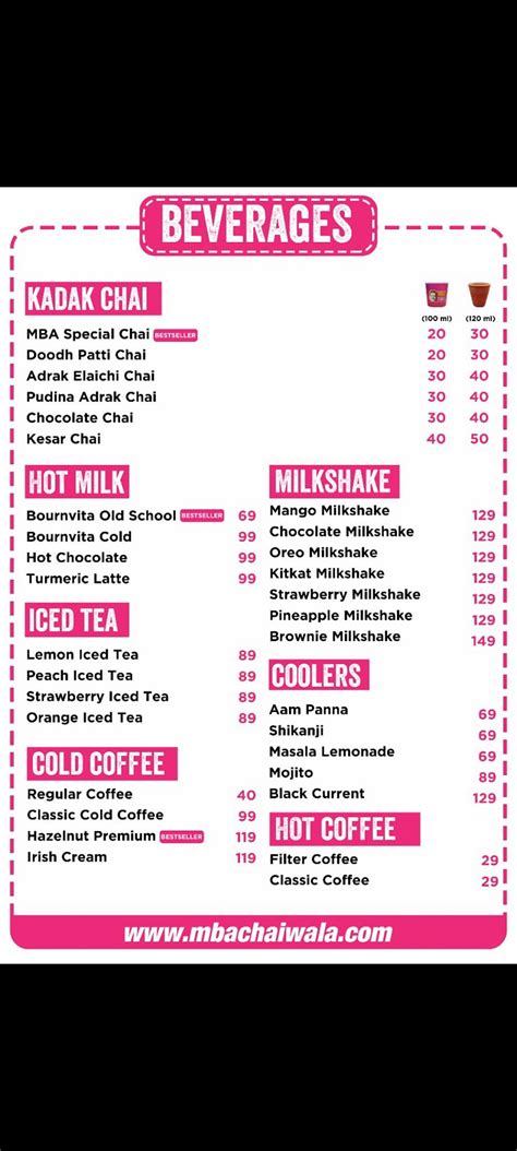 Menu at MBA CHAI WALA, Palampur