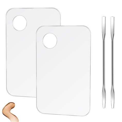 Amazon.com : Acrylic Cosmetic Makeup Mixing Palette,2 Pcs Makeup Mixing ...