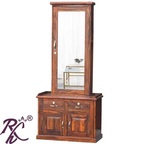 Solid Wooden Dresser Almirah With Stool - RAJ HANDICRAFT