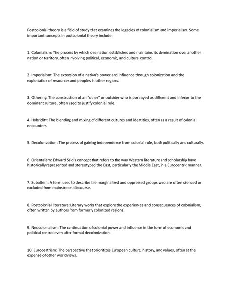 Postcolonial theory - Some important concepts in postcolonial theory ...