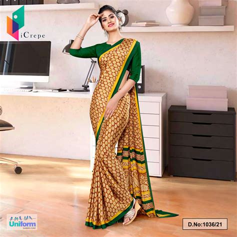 Brown Bottle Green Premium Italian Silk Crepe Saree For Annual Functio ...
