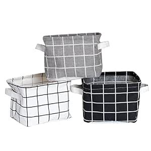 FocuH Stylish Storage Basket Cotton and Linen Fabric Mini Storage Cubes ...